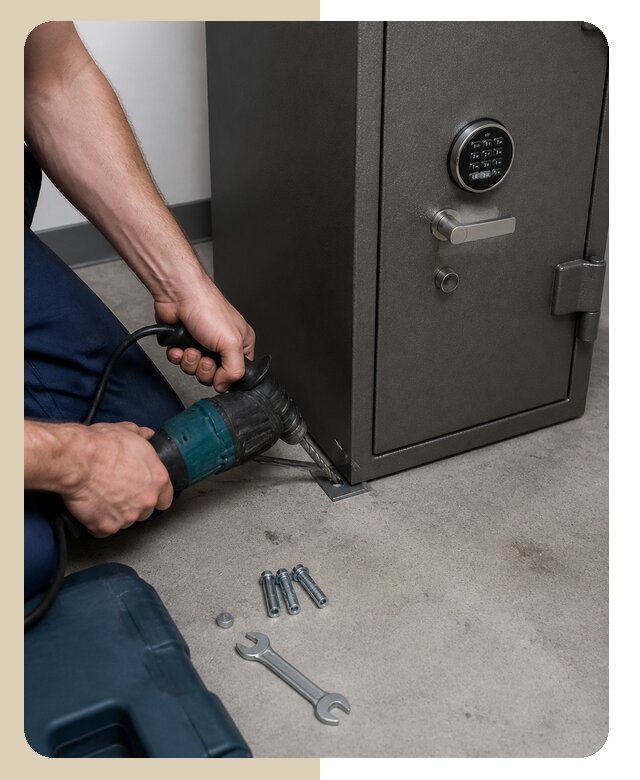 Крепление сейфа к полу с анкерным монтажом в Климовске